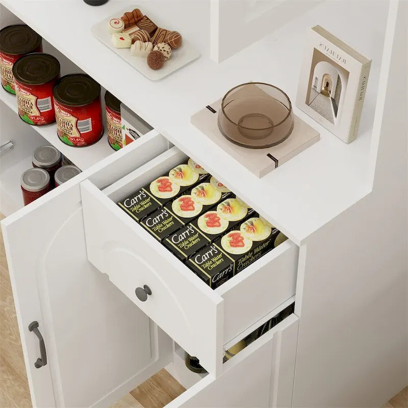 Kitchen Pantry Storage Cabinet with Microwave Oven Countertop