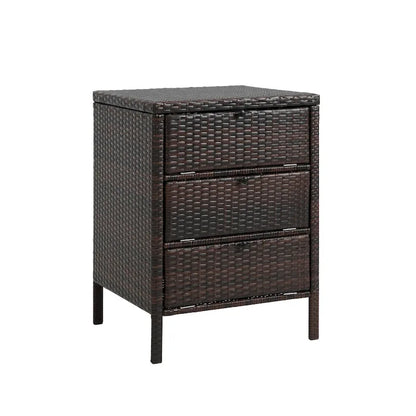 HOMEFUN Rattan Storage Cabinet With 3 drawers