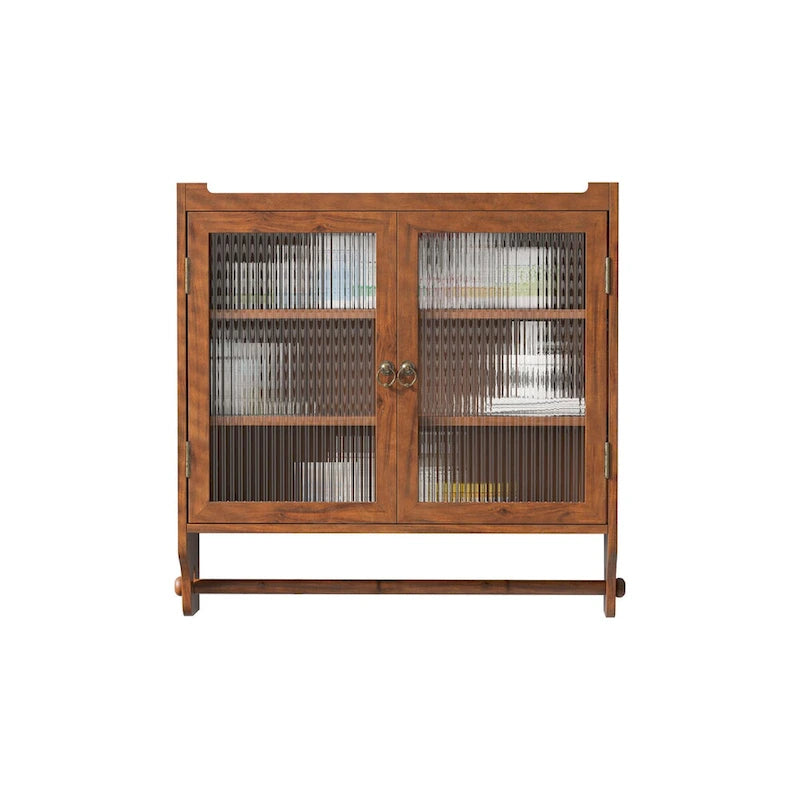 Glass Door Vintage Double Door Wall Cabinet