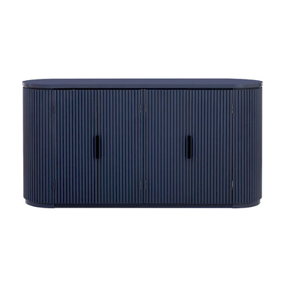 Vertical Striped Door Storage Cabinet with Metal Handles, Adjustable, Suitable for Study, Entryway and Living Room