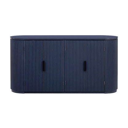 Vertical Striped Door Storage Cabinet with Metal Handles, Adjustable, Suitable for Study, Entryway and Living Room