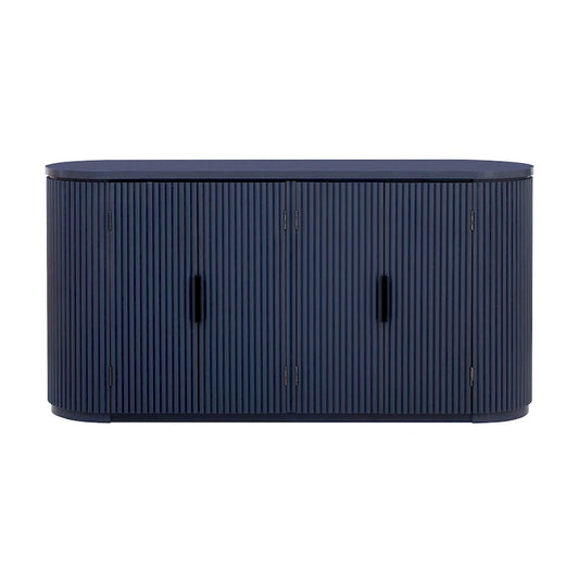 Vertical Striped Door Storage Cabinet with Metal Handles, Adjustable, Suitable for Study, Entryway and Living Room