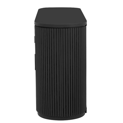 Vertical Striped Door Storage Cabinet with Metal Handles, Adjustable, Suitable for Study, Entryway and Living Room