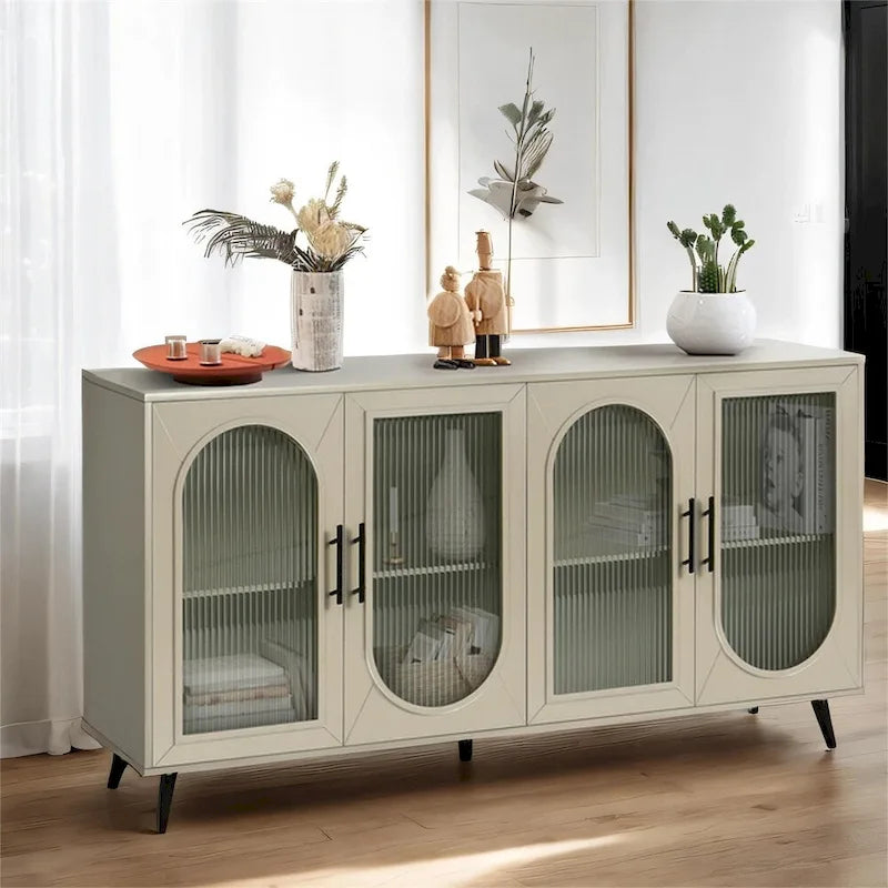 Wood Storage Cabinet with Doors and Adjustable Shelves