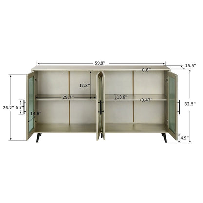 Wood Storage Cabinet with Doors and Adjustable Shelves