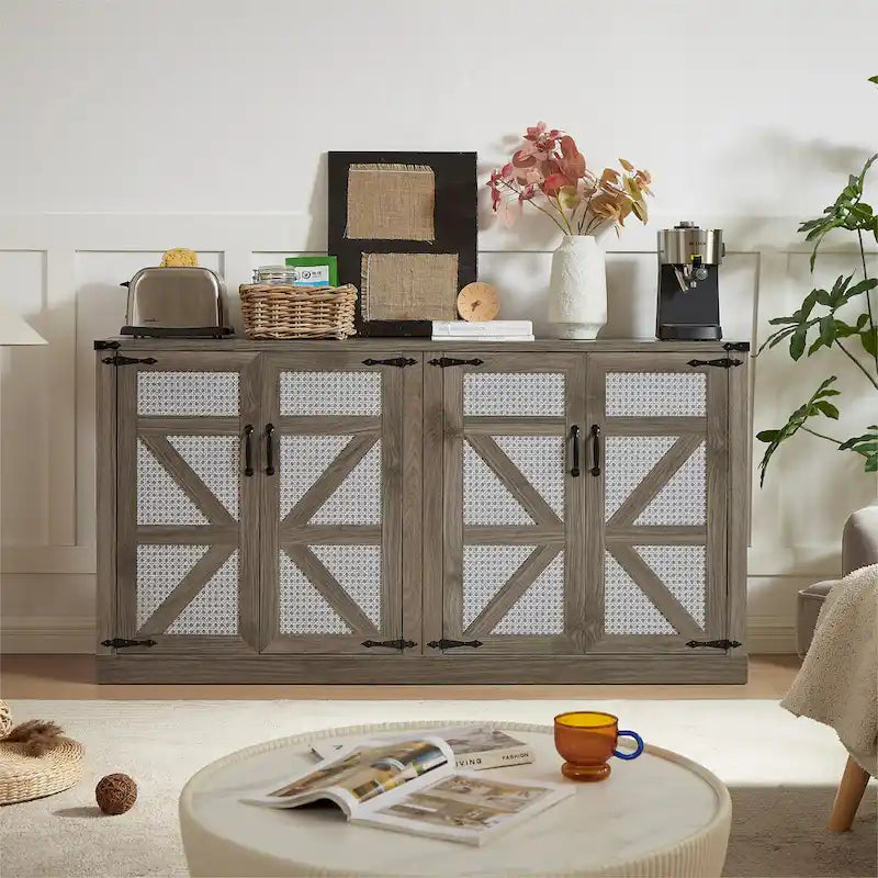 Barn Door Rustic Style Storage Cabinet