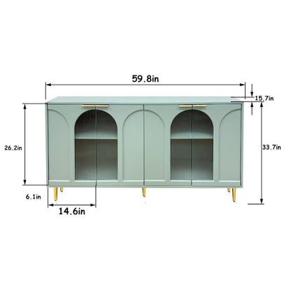 Accent Cabinet Lacquered Wooden Cabinet with 4 Glass Doors Sideboard Buffet Server Cabinet Storage Cabinet