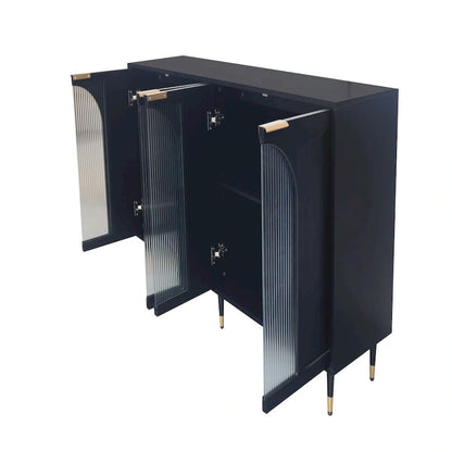 Accent Cabinet Lacquered Wooden Cabinet with 4 Glass Doors Sideboard Buffet Server Cabinet Storage Cabinet