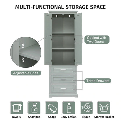 Tall Storage Cabinet with Three Drawers