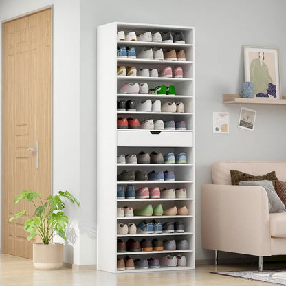 Versatile Storage Solution White Shoe Cabinet for Flats Boots 78.18H