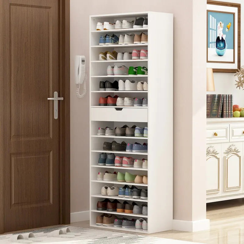 Versatile Storage Solution White Shoe Cabinet for Flats Boots 78.18H