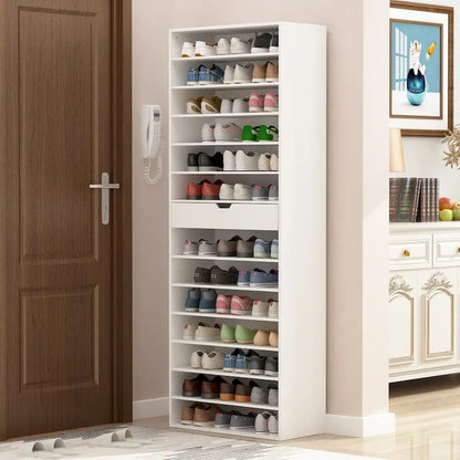 Versatile Storage Solution White Shoe Cabinet for Flats Boots 78.18H