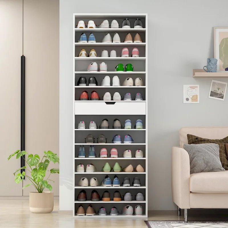 Versatile Storage Solution White Shoe Cabinet for Flats Boots 78.18H