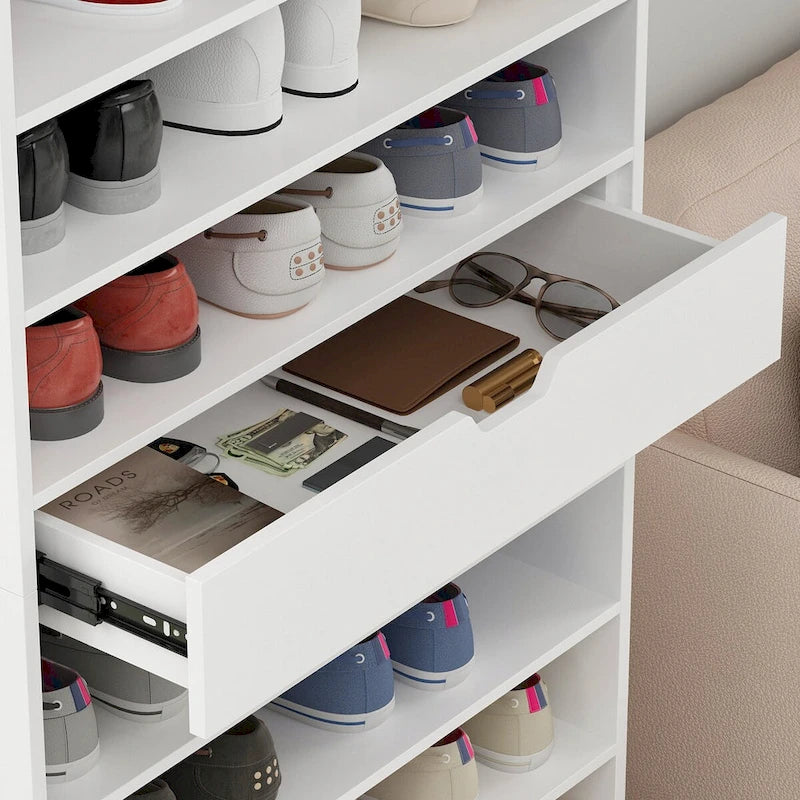 Versatile Storage Solution White Shoe Cabinet for Flats Boots 78.18H