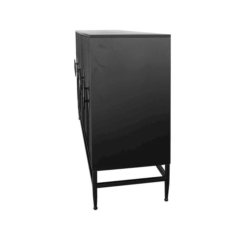 Accent Black Lacquered 4 Door Wooden Cabinet Sideboard Buffet Server Storage Cabinet, for Living Room,Office, Kitchen