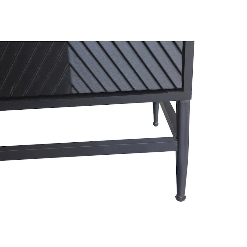 Accent Black Lacquered 4 Door Wooden Cabinet Sideboard Buffet Server Storage Cabinet, for Living Room,Office, Kitchen