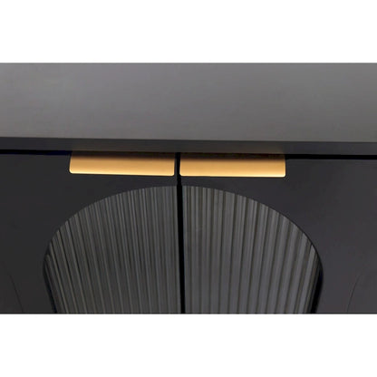 Accent Black Lacquered 4 Door Wooden Cabinet Sideboard Buffet Server Storage Cabinet, for Living Room,Office, Kitchen