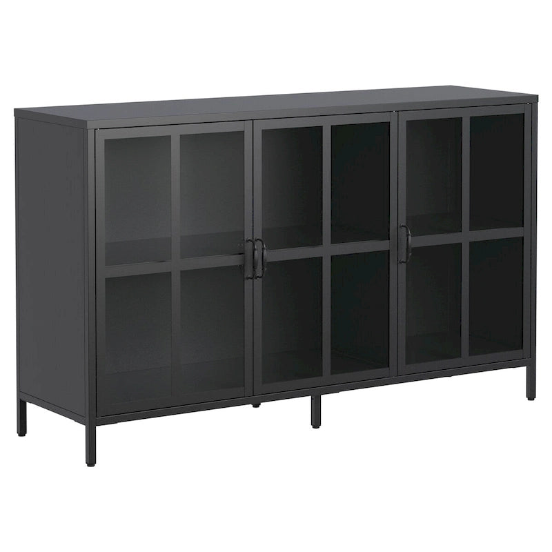 Sideboard Buffet Cabinet with Storage Steel Storage Cabinet ,Adjustable Feet,Glass Doors,Large Capacity Organizer