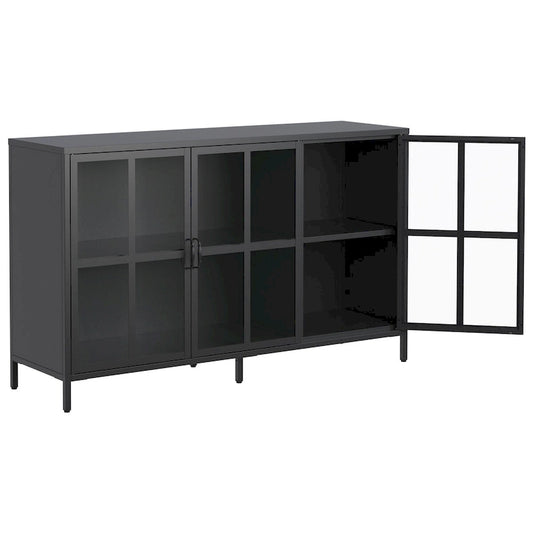 Sideboard Buffet Cabinet with Storage Steel Storage Cabinet ,Adjustable Feet,Glass Doors,Large Capacity Organizer