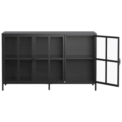 Sideboard Buffet Cabinet with Storage Steel Storage Cabinet ,Adjustable Feet,Glass Doors,Large Capacity Organizer