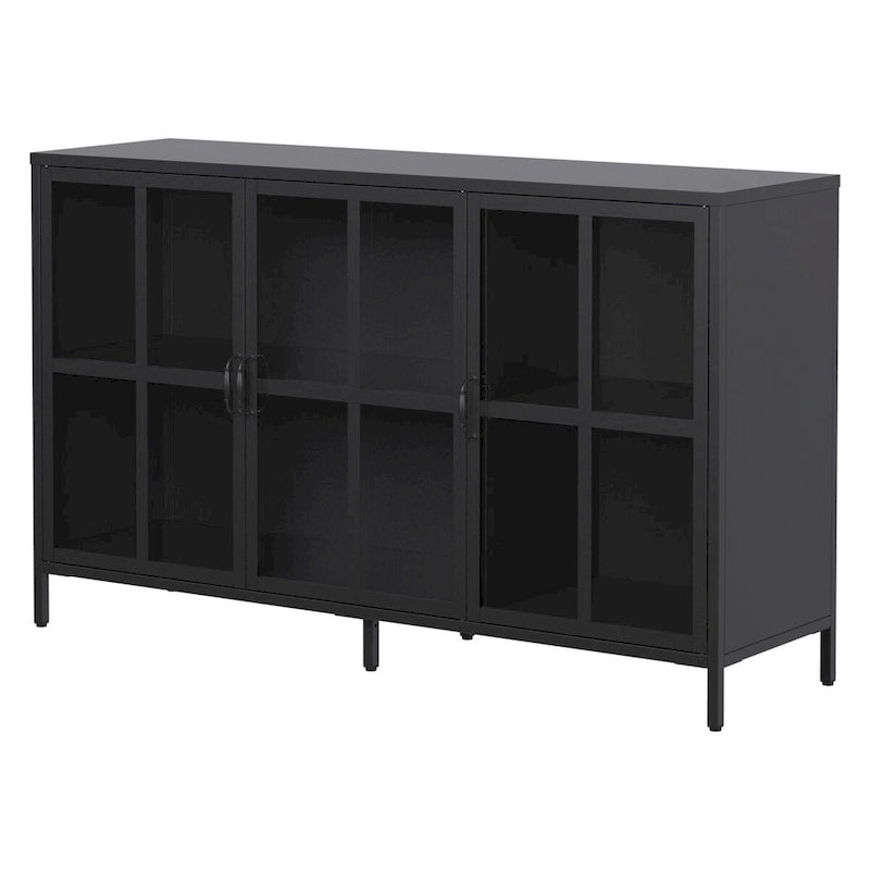 Sideboard Buffet Cabinet with Storage Steel Storage Cabinet ,Adjustable Feet,Glass Doors,Large Capacity Organizer