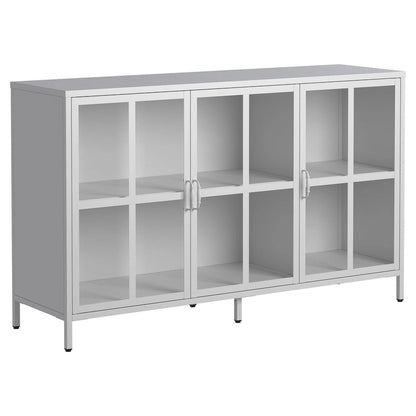Sideboard Buffet Cabinet with Storage Steel Storage Cabinet ,Adjustable Feet,Glass Doors,Large Capacity Organizer
