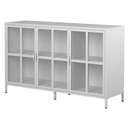 Sideboard Buffet Cabinet with Storage Steel Storage Cabinet ,Adjustable Feet,Glass Doors,Large Capacity Organizer