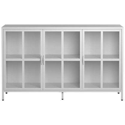 Sideboard Buffet Cabinet with Storage Steel Storage Cabinet ,Adjustable Feet,Glass Doors,Large Capacity Organizer