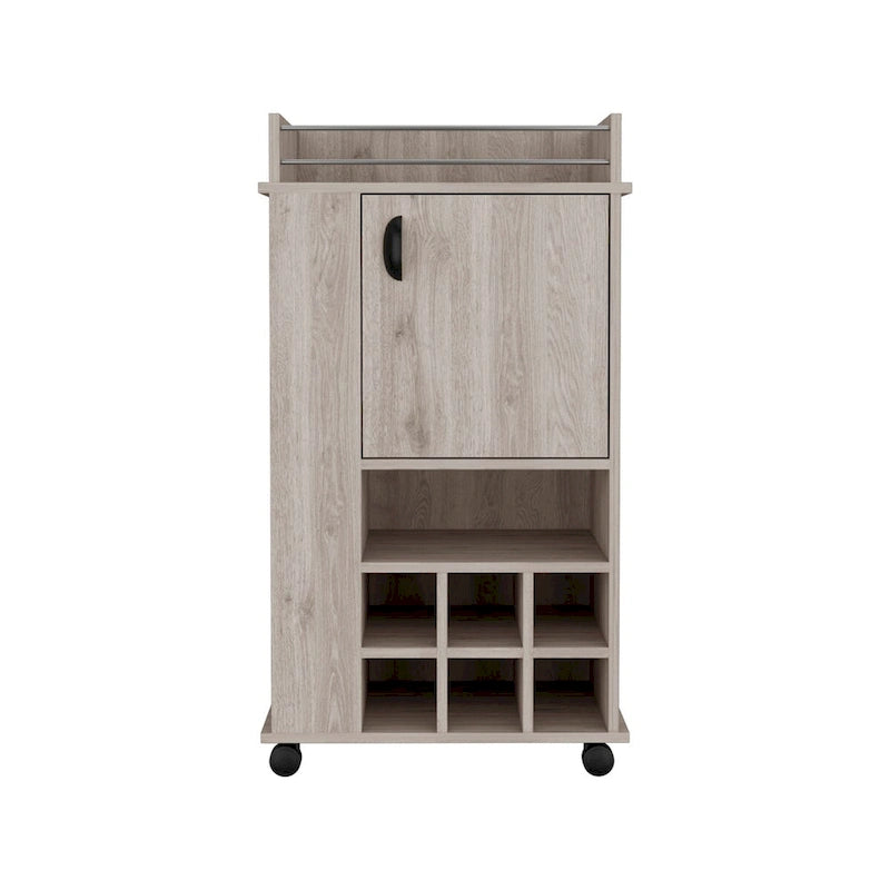 Bar Cart with Cabinet,Wine Cabinet,Liquor Cabinet,6 Built-in Wine Rack and Casters