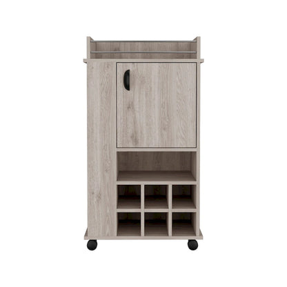 Bar Cart with Cabinet,Wine Cabinet,Liquor Cabinet,6 Built-in Wine Rack and Casters