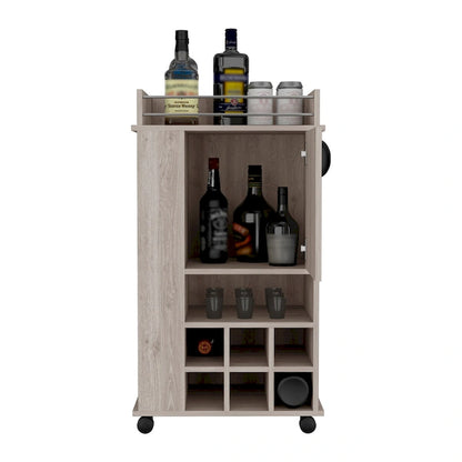 Bar Cart with Cabinet,Wine Cabinet,Liquor Cabinet,6 Built-in Wine Rack and Casters