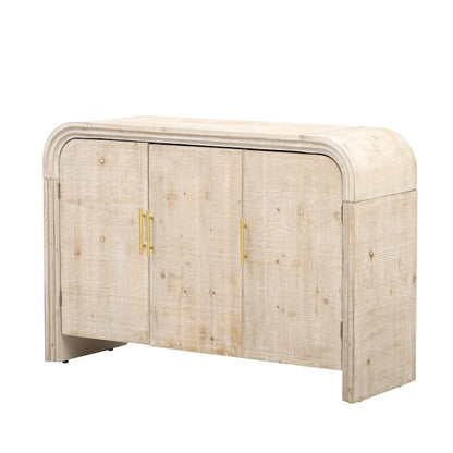 Retro Minimalist Curved Sideboard w/Gold Handles & Adjustable Dividers