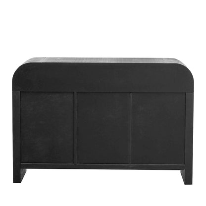 Retro Minimalist Curved Sideboard w/Gold Handles & Adjustable Dividers