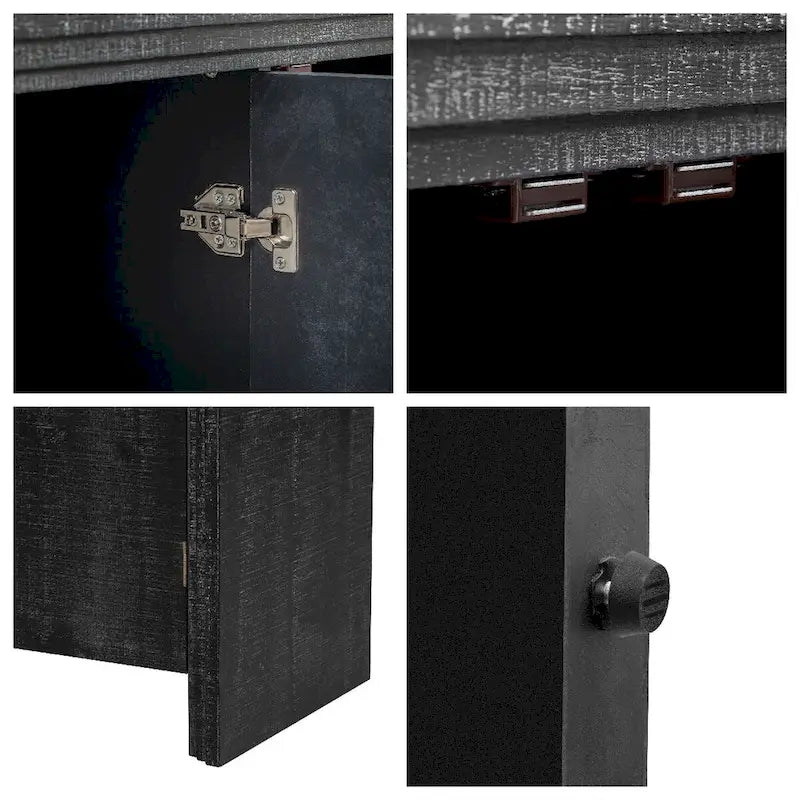 Retro Minimalist Curved Sideboard w/Gold Handles & Adjustable Dividers