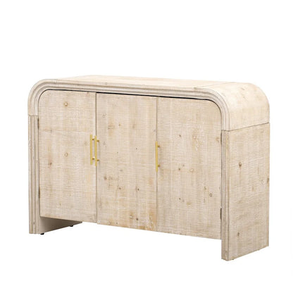 Retro Minimalist Curved Sideboard w/Gold Handles & Adjustable Dividers