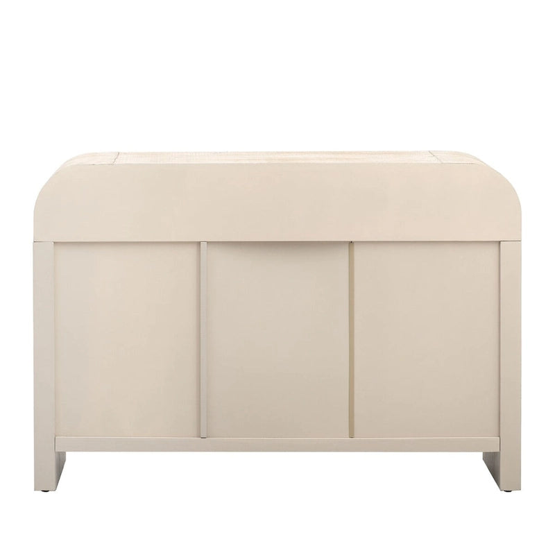 Retro Minimalist Curved Sideboard w/Gold Handles & Adjustable Dividers