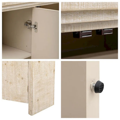 Retro Minimalist Curved Sideboard w/Gold Handles & Adjustable Dividers