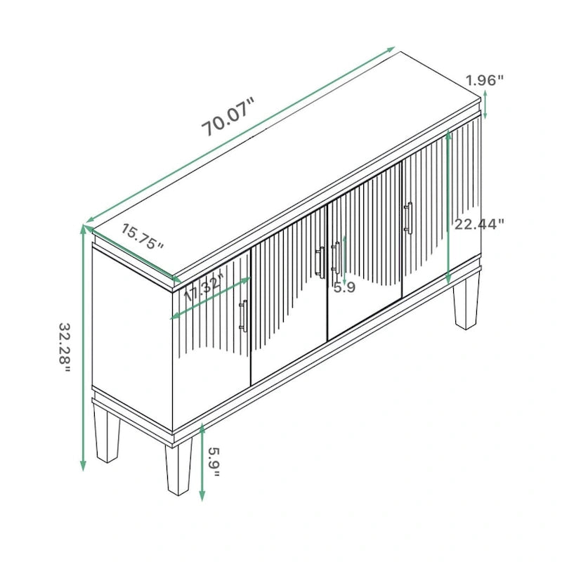 70.07Large Size 4-Door Cabinet, Same as Living Room, Kitchen, Bedroom, Hallway