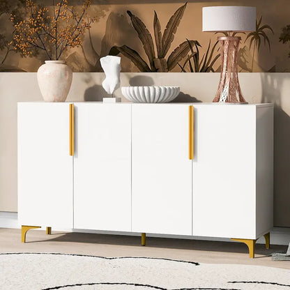 55 Sideboard Storage Cabinet with Adjustable Shelves, Glossy Finish