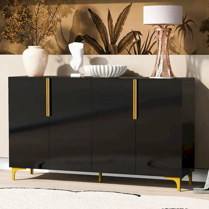 55 Sideboard Storage Cabinet with Adjustable Shelves, Glossy Finish