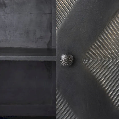 Hogarth I Two-Tone Brown Solid Wood Base Silver Frame 4 Cabinet Sideboard