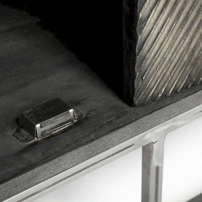 Hogarth I Two-Tone Brown Solid Wood Base Silver Frame 4 Cabinet Sideboard