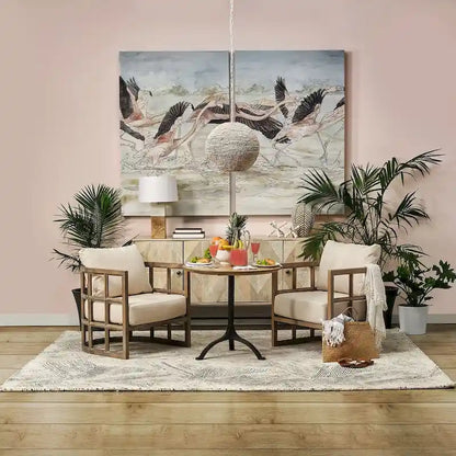 Hogarth I Two-Tone Brown Solid Wood Base Silver Frame 4 Cabinet Sideboard