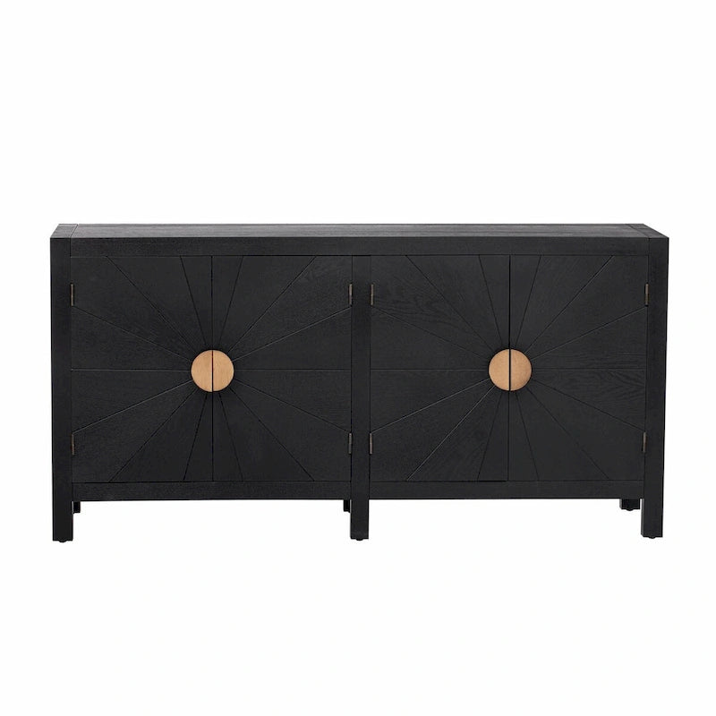 Ash Veneer Cabinet with Radiating Line Pattern Doors