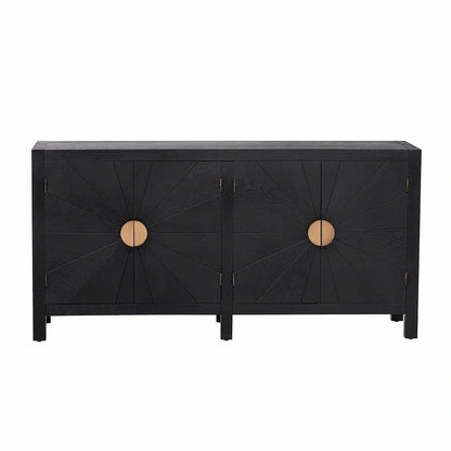 Ash Veneer Cabinet with Radiating Line Pattern Doors