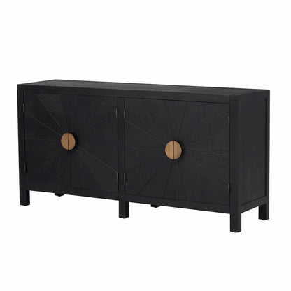 Ash Veneer Cabinet with Radiating Line Pattern Doors