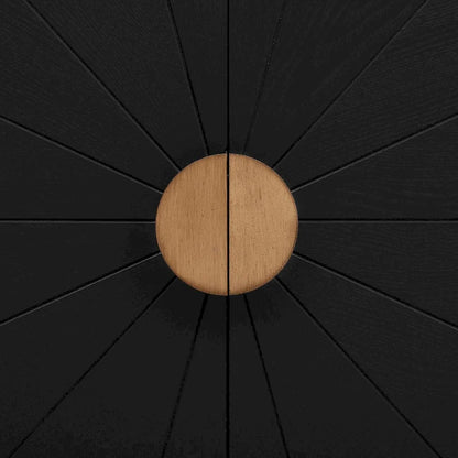 Ash Veneer Cabinet with Radiating Line Pattern Doors