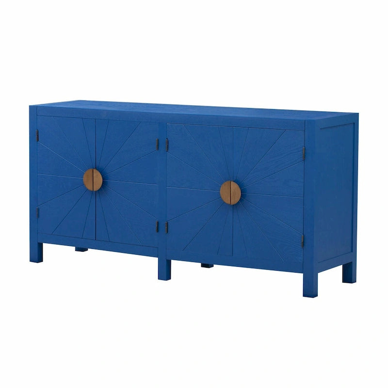 Ash Veneer Cabinet with Radiating Line Pattern Doors