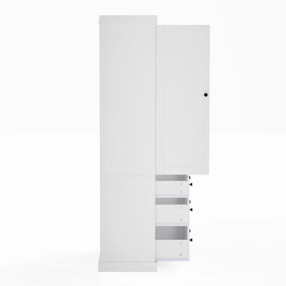 77inch Kitchen Pantry, Freestanding Tall Cupboard Storage Cabinet with 3 Adjustable Shelves,8 Door Shelves,3 Drawers for Kitchen
