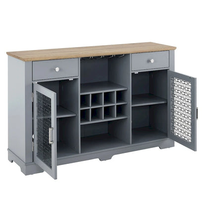 Modern Farmhouse Buffet Cabinet with 2 Drawers and Elegant Glass Door